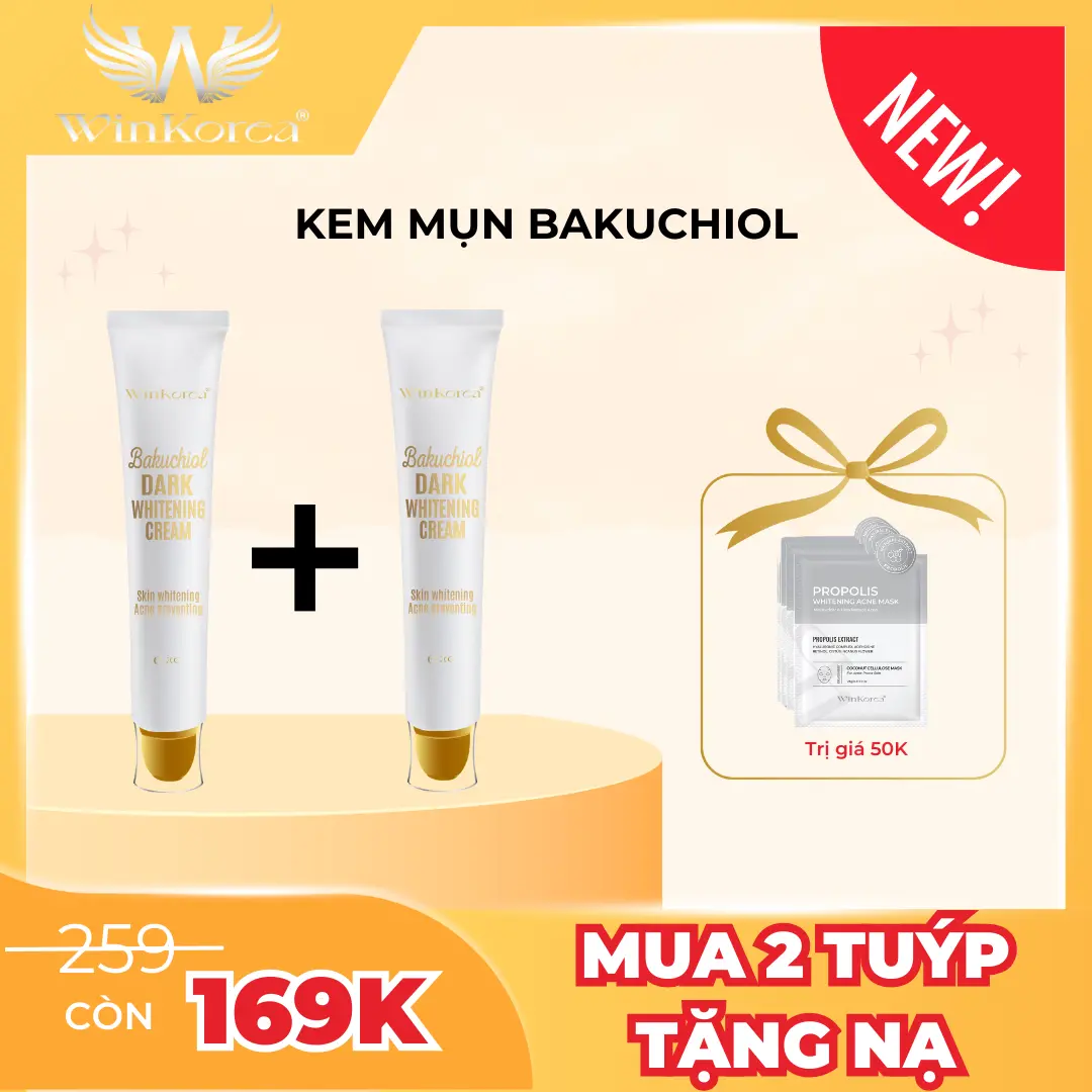 [Mua 2 Tặng 1 Nạ] Kem Mụn Bakuchiol Giúp Dưỡng Trắng Da, Hỗ Trợ Ngừa Mụn, Dưỡng Ẩm Da Dành Cho Da Mụn Thương Hiệu: WinKorea Skincare Làm Đẹp Da Nữ