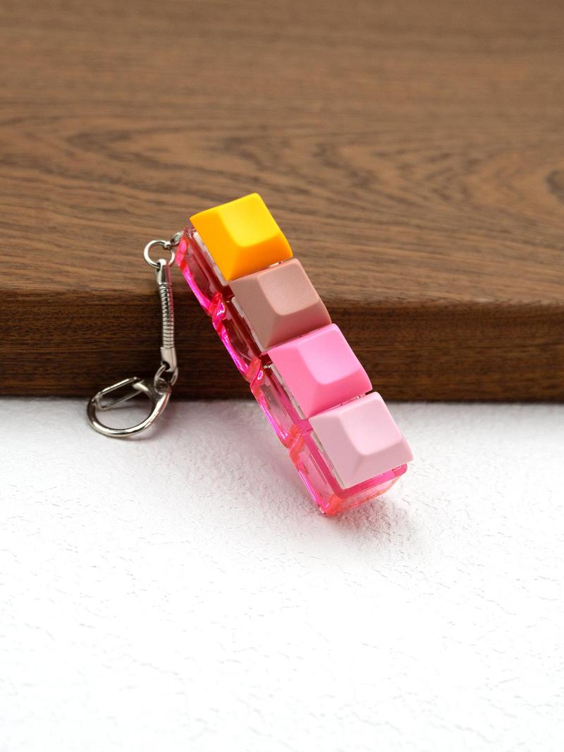 Product Introduction of Fun Keycap Keyboard Keychain As Summer Outfits 2024, Punk Style Keyboard 4 Keys Toy Keychain for Women & Men, Summer Fashion Accessories for Daily Use for Decompression Gift 3