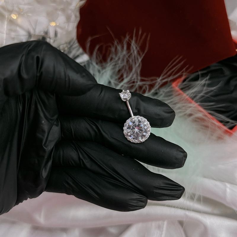 Khuyên rốn đeo lỗ xỏ đá tròn To mặt đá to 12mm đá xinh xắn hằng ngày dễ thương xinh đẹp phụ nữa 8mm sinh Nhật tiệc đi biển không gỉ - không kích ứng lỗ xỏ