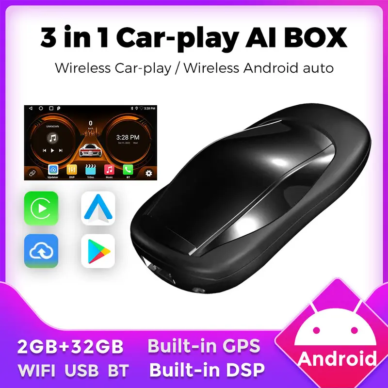 Mekede 3 dalam 1 Kotak CarPlay AI Android 2 + 32G Penyesuai kereta ...