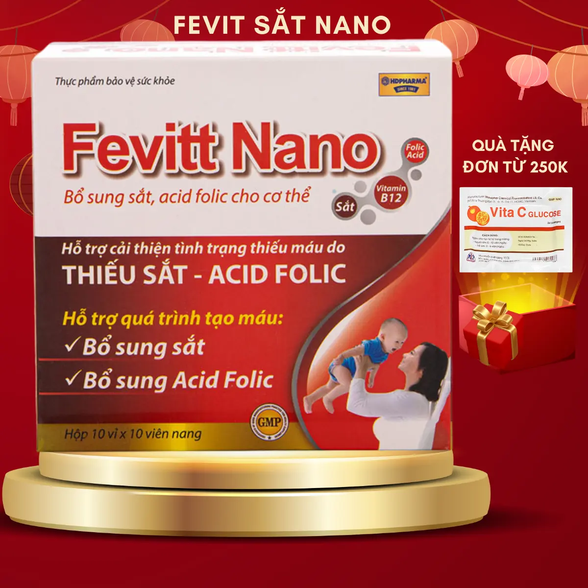 Viên uống bổ sung sắt Fevit Nano, giúp bổ máu, hỗ trợ giảm tình trạng thiếu máu - Hộp 100 viên