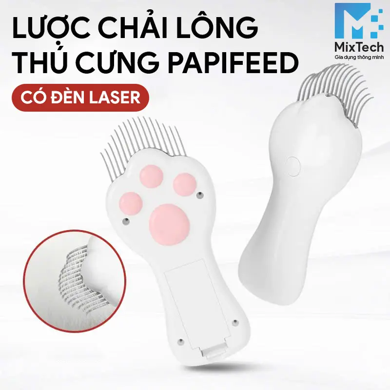 Lược chải lông thú cưng có đèn laser Papifeed LS04 (không kèm pin)