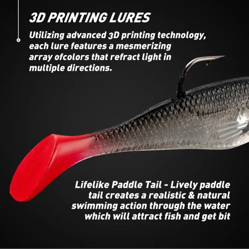 Weedless Pre-rigged Jig Head Paddle Tail Swimbait, 1 Count Multi-species Bass/Trout/Walleye Fishing Lures for Fresh & Saltwater 2