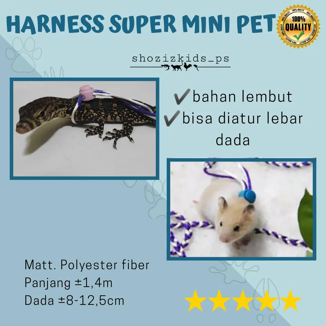 HARNESS SUPER MINI PET HARNES UNTUK HEWAN MINI HAMSTER TUPAI SUGAR GLIDER TALI TUNTUN KECIL KEKANG HERNESS HERNES