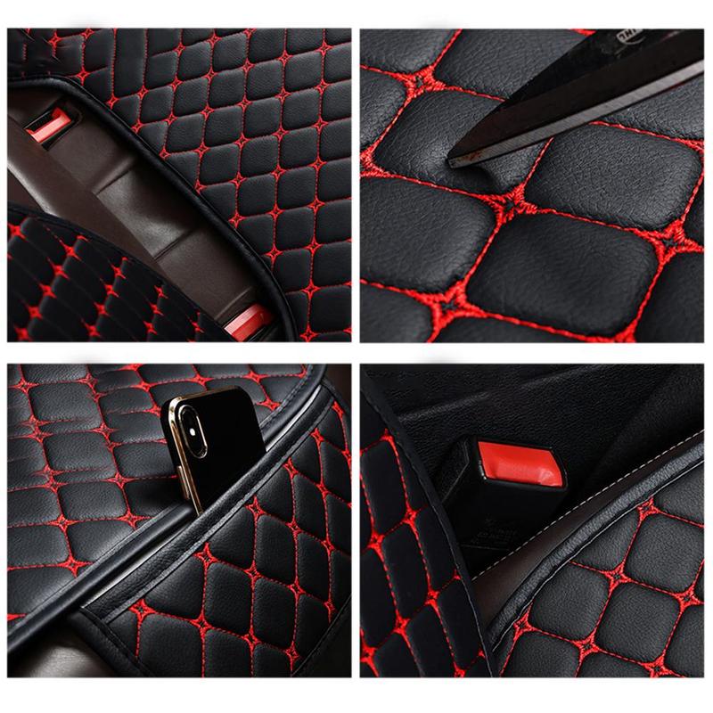 Product Introduction of 3PCS Car Cushion Set Four Seasons General Leather Embroidery Cushion Car Seat Cover Leather Minimalism Wear-resistant Non-slip Cushion 17