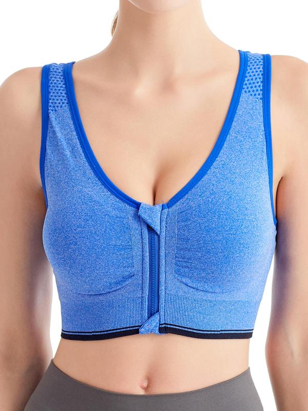 Women's Front Zipper Bras, Casual Contrast Binding Lingerie Top, Soft Comfortable Lingerie Underwear for Women, Clothing 6