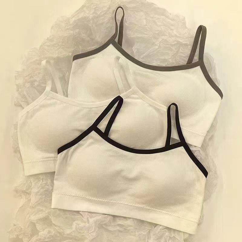 High School Student Underwear for Girls, Developmental Period, Gathered, Anti-Sagging, Detachable, Camisole, Wireless, Tube Top for Girls 0