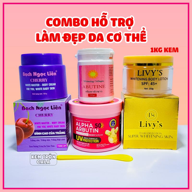 9 hãng Combo kem dưỡng thể Bạch Ngọc Liên Tím hỗ trợ làm đẹp da body bộ 1kg kem Dưỡng Da Body