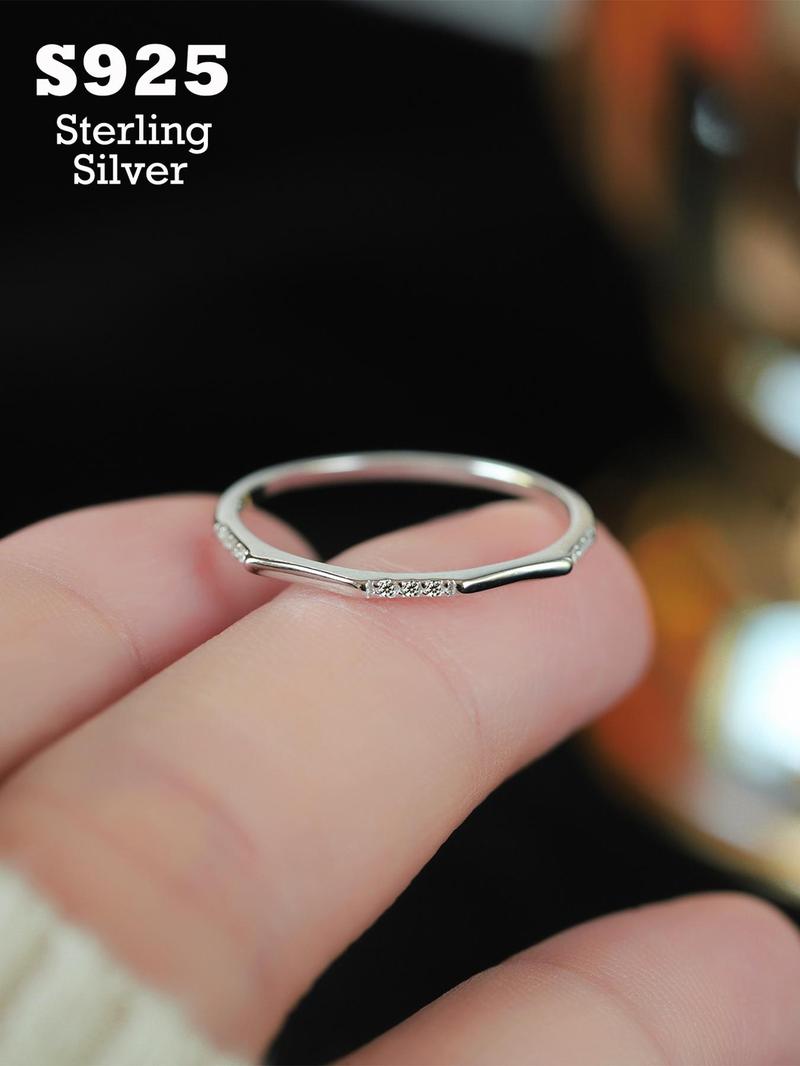 Product Introduction of S925 Sterling Silver Fashionable Rhinestone Decorated Ring, Elegant Jewelry for Women for Party, Daily Clothing Decor, Trendy All-match & Exquisite Jewelry for Birthday Gift 1