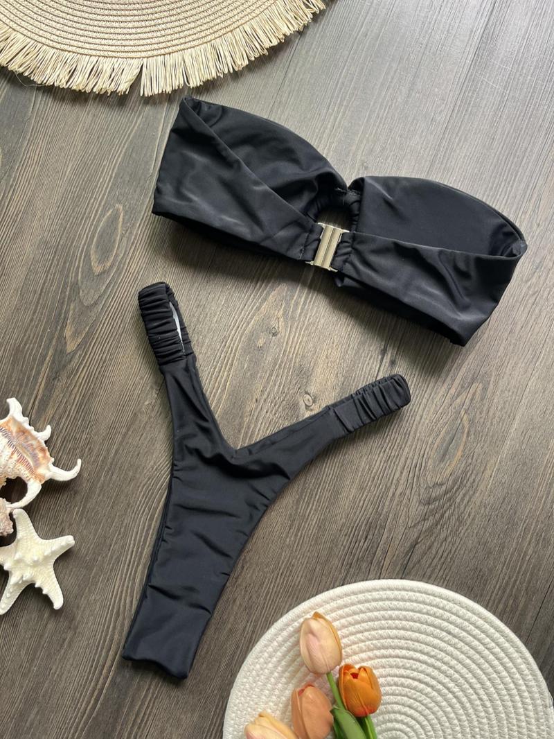 Product Introduction of Two-Piece Set Women's Bikini Set, Casual Swim Top & Swim Bottom Two-piece Swimsuit for Beach Holiday Vacation, Ladies Swimwear for All Seasons 8