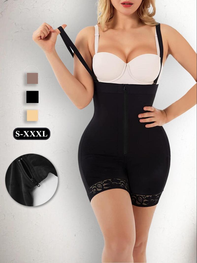 Product Introduction of Women's Solid Zipper Fly Hook & Eye Closure Shapewear Romper, Tummy Control Butt Lifting Shaper, High Stretch Shapewear for Daily Wear, Waistband 1