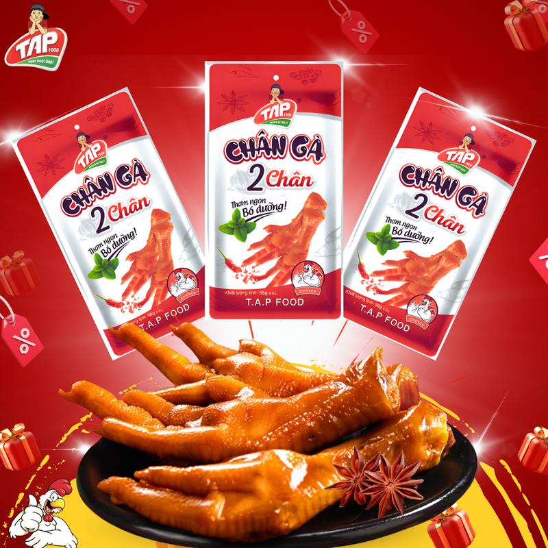 Combo 10 chân gà siêu hời tapfood 4 loại : 2Chân 58gram,rút xương 29gr,50gr,35gr ủ vị tứ xuyên cay cay chân gà hàng việt nam chânga