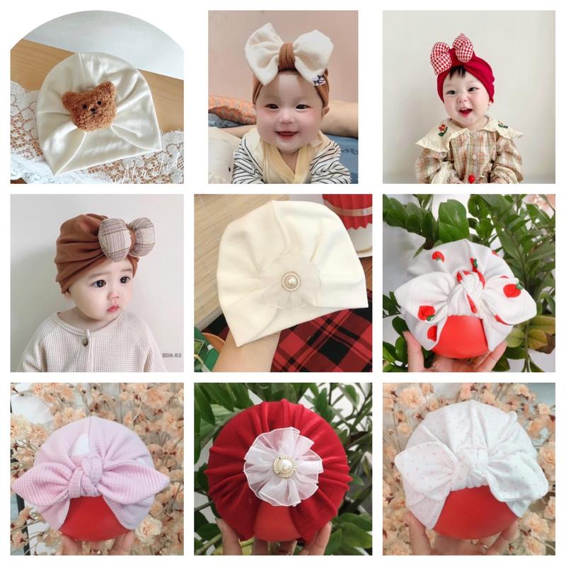    Được chọn mẫu- 30 mẫu  Mũ turban cho bé gái,nón turban cho bé gái 4-10kg 
