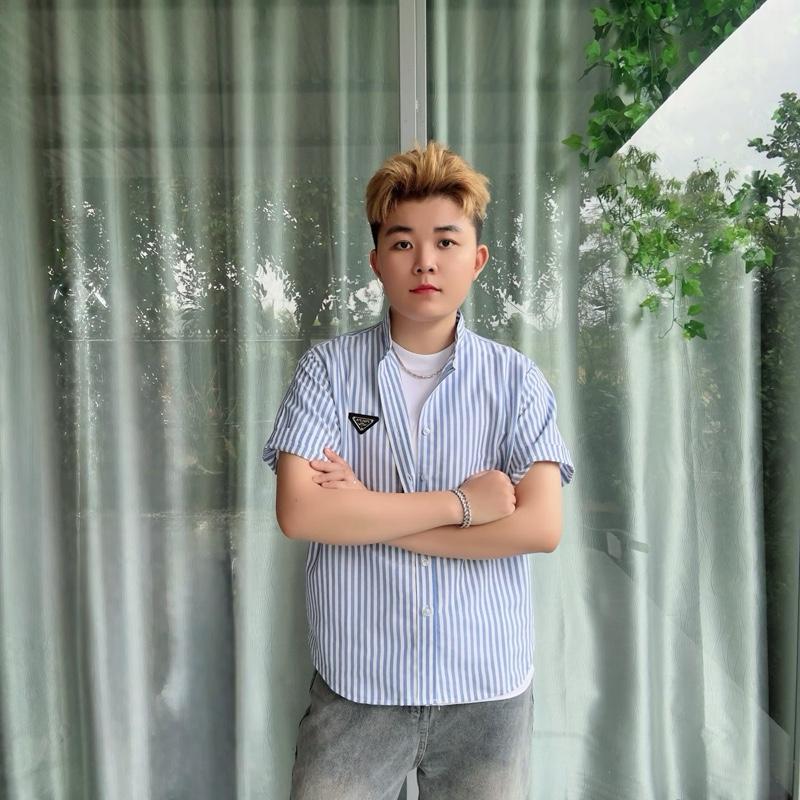 [MỞ BÁN]  Áo Sơ Mi FORM RỘNG (DƯỚI 1M68) Cổ Trụ, Áo Sơ Mi Tay Ngắn Vải Linen Sọc Xước, Áo Sơ Mi Nam Nữ