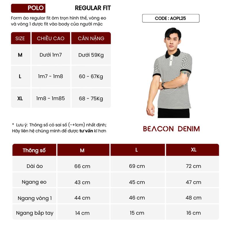 Product Introduction of Áo Polo Nam Mẫu Phối Sọc Ngang BỜM SHOP (Beacon Denim cũ) Chất Cotton Pha Poly Mã AOPL25 Menswear Top 0