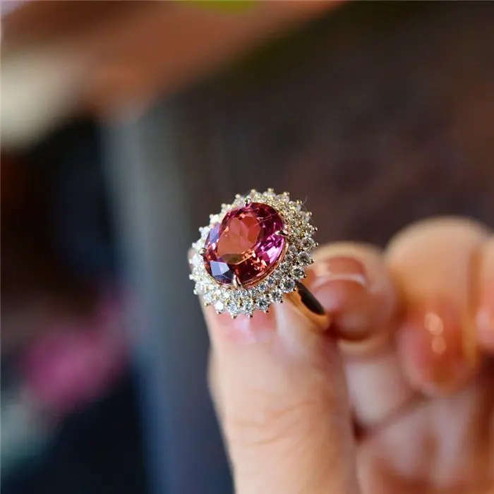 Natural Garnet Ring Women's New Personalized All-Match Garnet Red Ring Open Mouth Gifts for Girlfriend