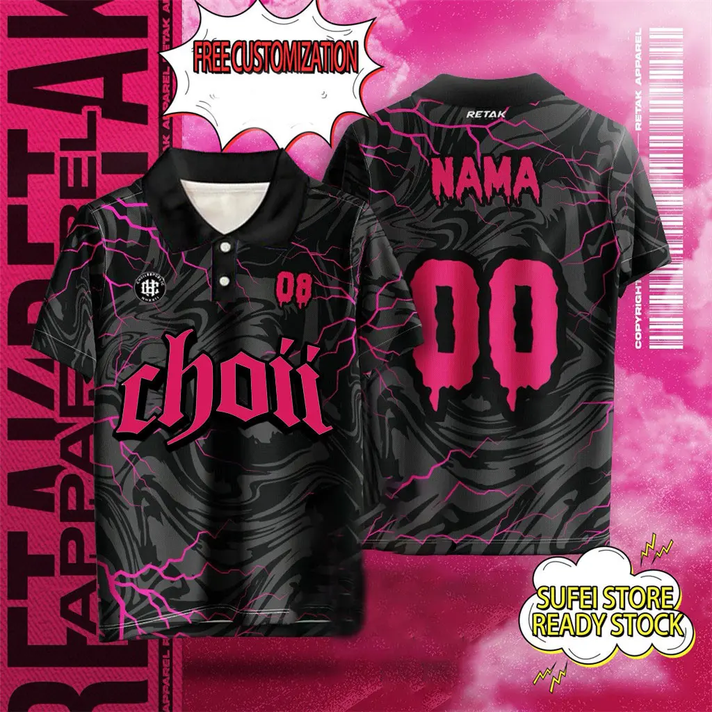 2024 High quality Choii Jersey New Design Baju Tshirt Lelaki Thailand Viral Custom Jersey Ootd Collar Tiktok Ootd Retro Collar Jersey Stand Collar Plus Size Men Women