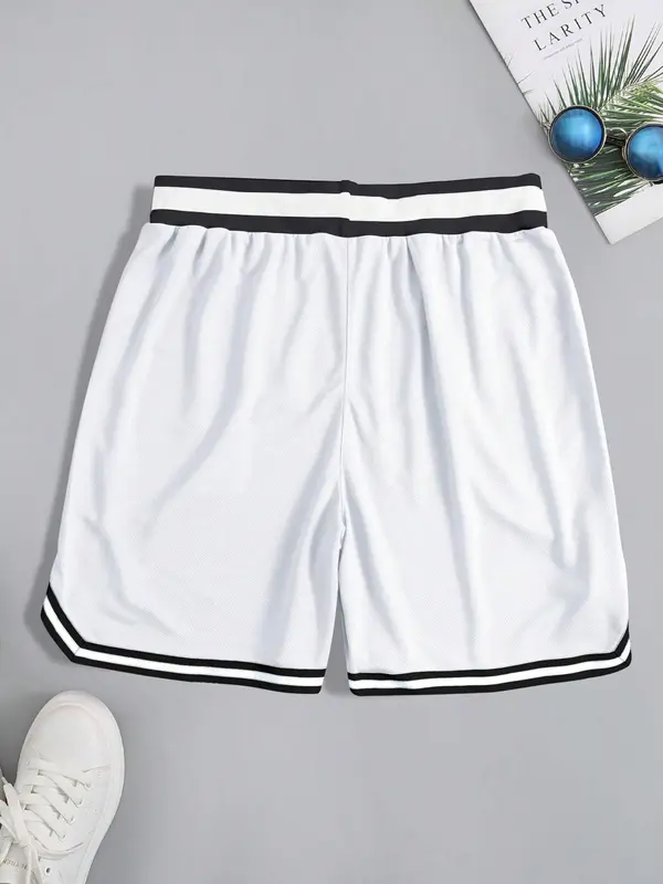 Men's Letter Print Basketball Shorts, Casual Breathable Comfortable Shorts for Summer, Men's Bottoms for Daily Wear 2