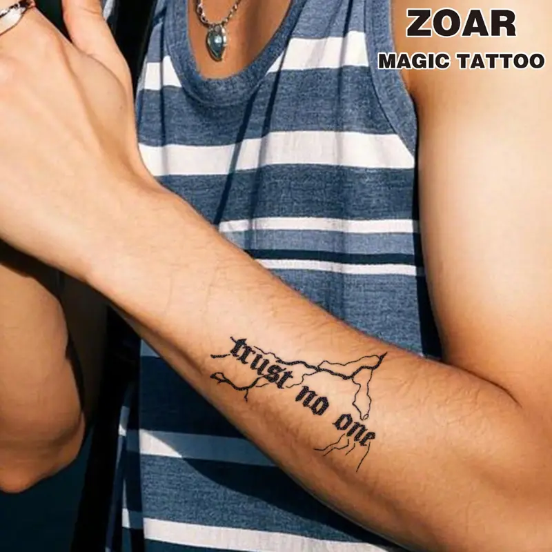 Trust No One Temporary Tattoo Sticker, Long Lasting Fake Tattoo Sticker, Body Art Decoration for Men & Women 0