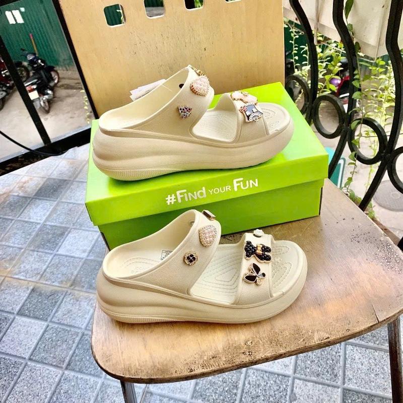 dép cross nữ shoes 2 quai cao 7cm, dép nữ đính stick chất cao su non êm nhẹ bền chống trơn trượt ful box DéP GiàY Jean Sandal giay  hot 4
