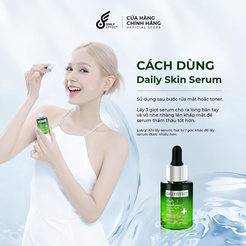 Combo 3 Sản Phẩm Làm Sạch Da, hỗ trợ tạm biệt Mụn và Dưỡng Phục Hồi Da Căng Mịn Khỏe Mạnh DAILY EFFECT (sữa rửa mặt 120ml, serum cấp ẩm & làm dịu da 30ml, kem chấm mụn 10g) Skincare Nữ 2