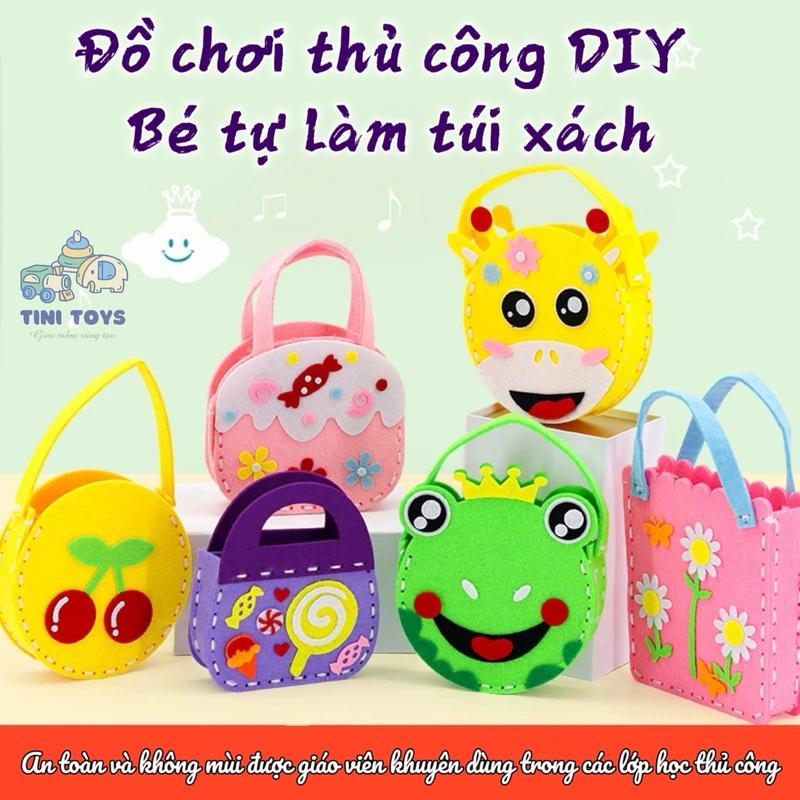 Đồ chơi thủ công handmade tự làm túi xách bằng vải nỉ rèn tính tỉ mỉ phát triển trí thông minh cho bé