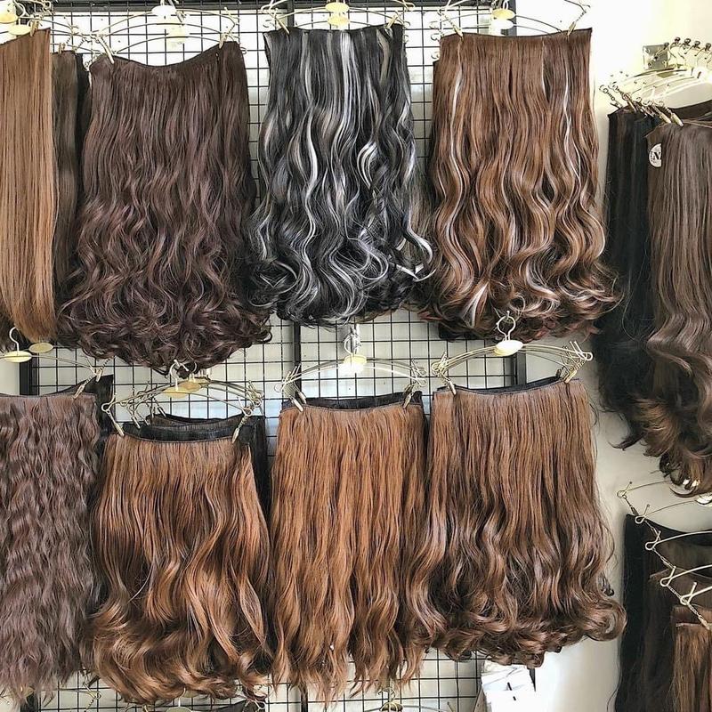 Tóc giả nữa đầu  Phím 6 kẹp xoăn nối dài và dày tóc, tự nhiên, tặng dưỡng và kẹp