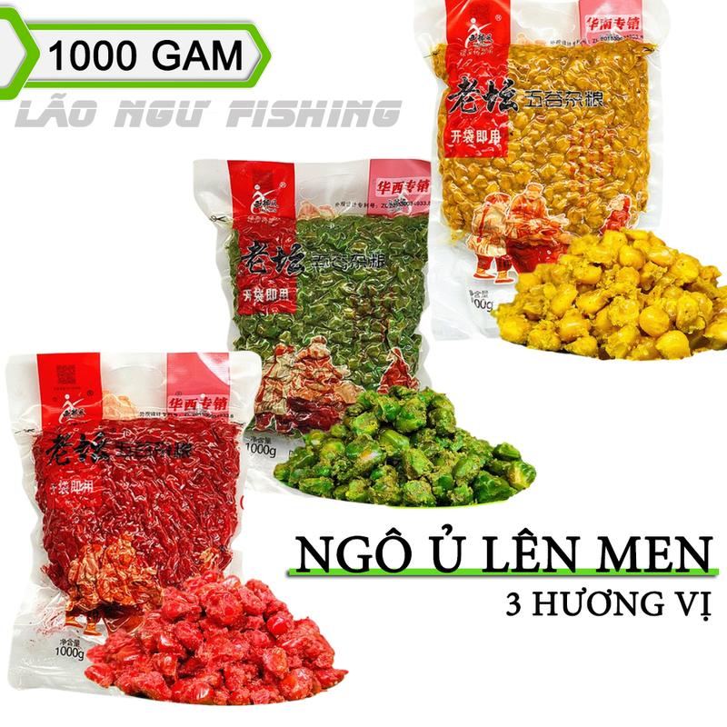 Mồi Câu Cá Ngô Ủ Lên Men 1000g Vị Xạ Hương, Hoa Quả Chua, Câu Cá Chép, Trôi, Diếc, Rô