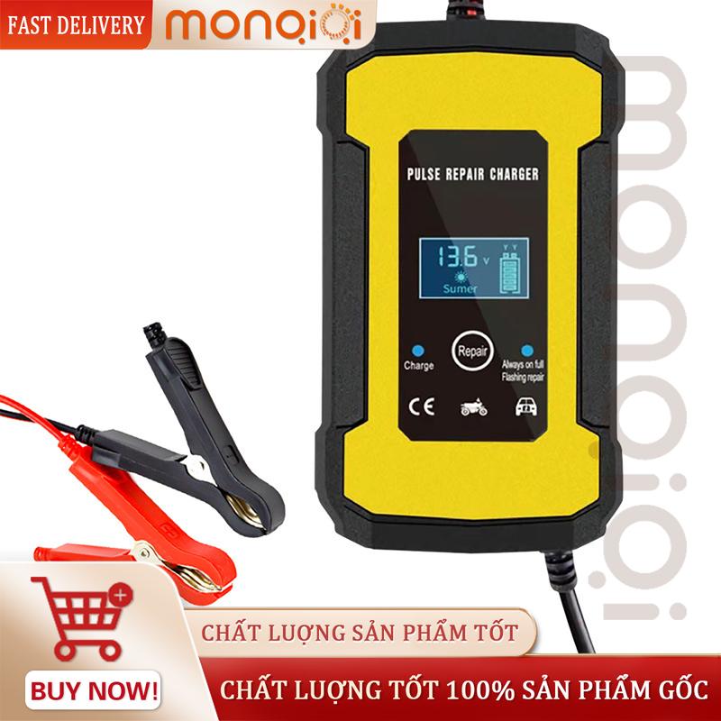 Sạc bình ắc quy ô tô xe máy 12V 4Ah - 100Ah tự ngắt khi đầy chức năng bảo dưỡng phục hồi ắc quy bằng khử sunfat