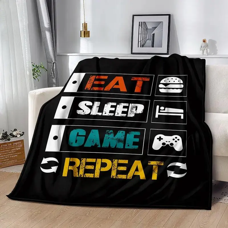 Game Console Pattern Blanket, Soft Comfortable Throw Blanket, Warm Napping Blanket for Home Office Travel Camping