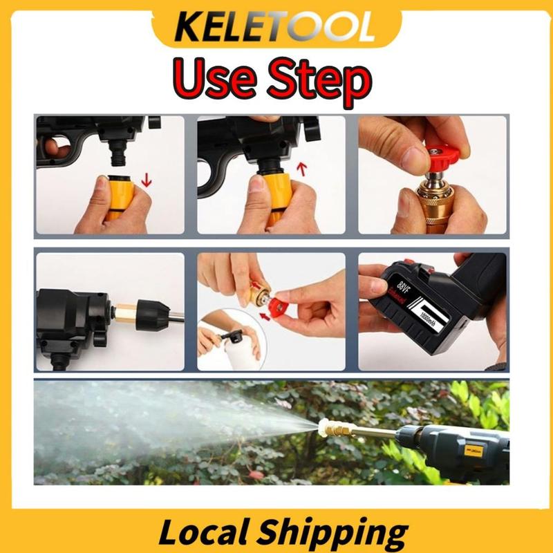 LOCAL SHIPPING SG SELLER LOCAL STOCK  Water Spray Gun Water Jet High Pressure Powerful Sprayer Car Wash Washer Cordless Portable 4