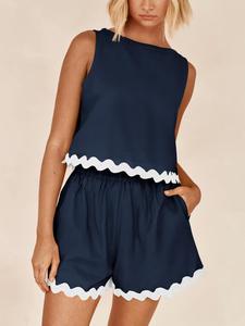 Women's Tank Top & Shorts Two-Piece Set, Elegant Fashion Casual Top & Shorts for Daily Outdoor Wear, Ladies Clothes for Summer