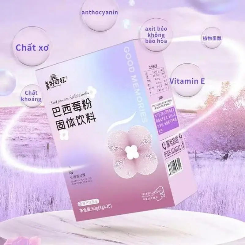BỘT QUẢ CHIẾT XUẤT THỰC VẬT từ trái Acai Berry, dùng pha uống hằng ngày, vị chua ngọt nhẹ, hộp 20 gói
