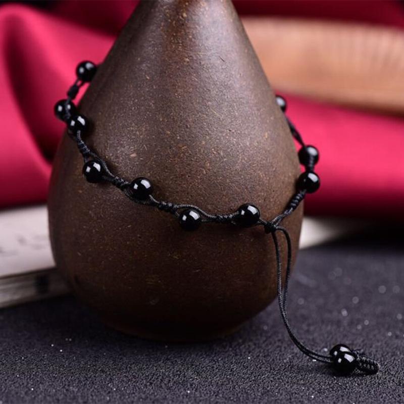 Product Introduction of Hand-woven Natural Obsidian Anklet Protection Hope Anklet 4