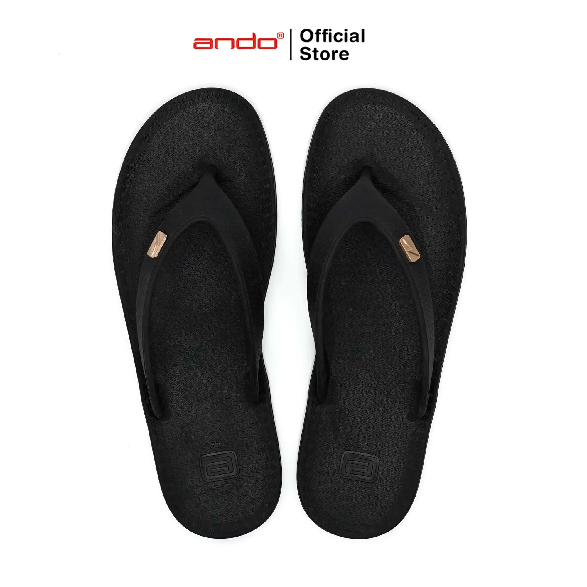 Ando Official Sandal Jepit Viral 02 Pria Dewasa - Hitam/Hitam