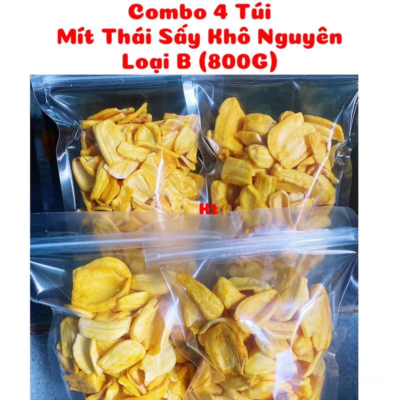 Combo 4 Túi Mít Sấy Khô hàng nguyên miếng B (800g) có một ít múi vỡ - đóng gói mỗi túi 200g bằng túi zipper trong