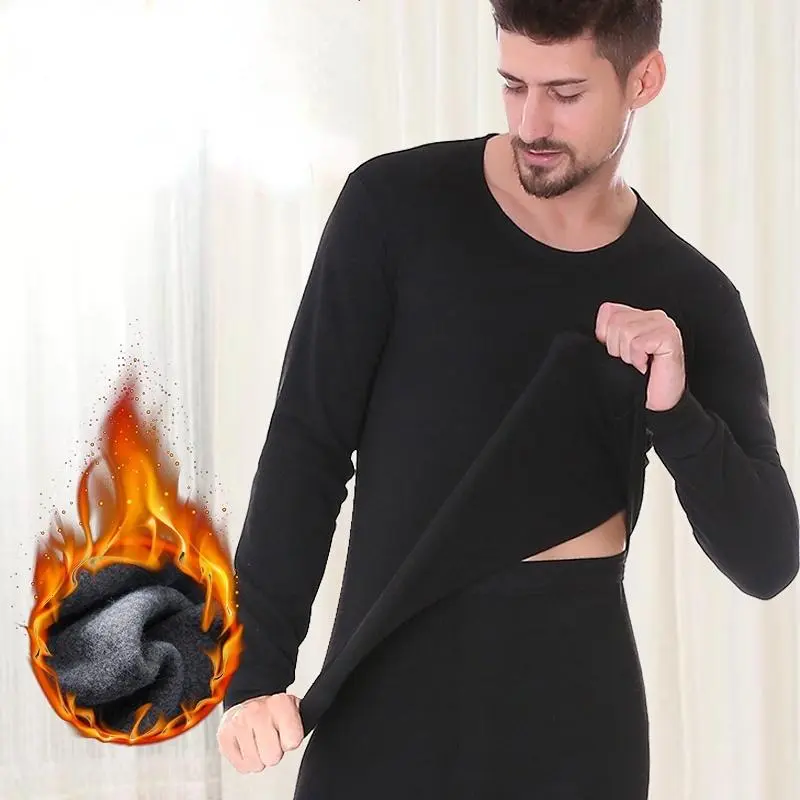 Thermal Clothes Thermal Underwear for Men Winter Men's Thermal Underwear Set Men's Long Johns Set  Top & Bottom Set