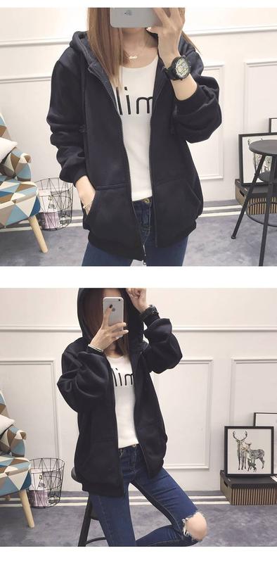 Product Introduction of Large Size Slimming Autumn and Winter Hoodie Coat Women's Ins Zipper Cardigan Fleece-Lined Thick Loose Sweater Women's Fashion 13