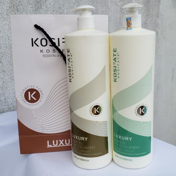 Cặp Dầu Gội Xả Dưỡng Sinh Kosifate Luxury. Hỗ trợ Giảm Gầu Giảm Ngứa dung tích 1000mlx2