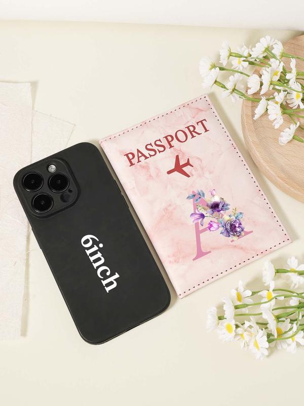 Letter Pattern Passport Holder, Fashionable Travel Passport Holder, Lightweight and Portable Passport Cover, Women's Card & ID Cases 2