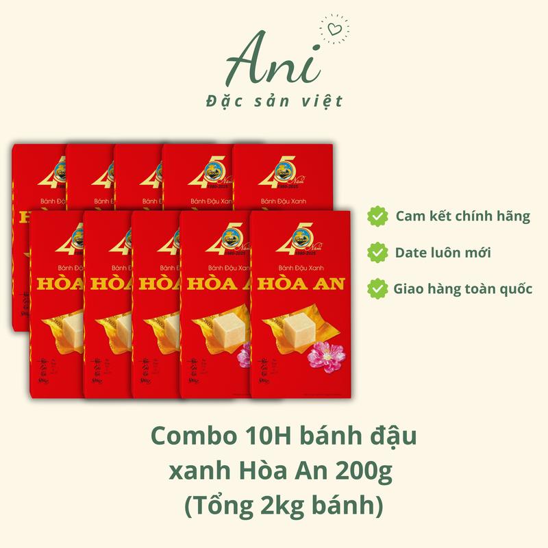  Combo 10 Hộp Bánh Đậu Xanh Hòa An 200 gam s'more  cookie 