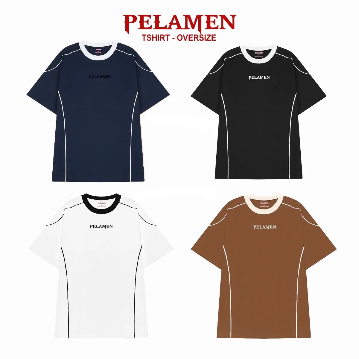 PLM13 Áo thun oversize rộng rãi, kiểu dáng unisex, phối viền toàn thân áo, cá tính và khoẻ mạnh. Chất vải cotton thoáng mát