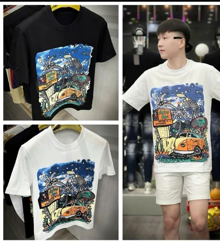 Áo phông nam nữ tay ngắn cổ tròn in nhiệt hình ô tô cây dừa chất vải Thun cotton co dãn MENSWEAR  Top