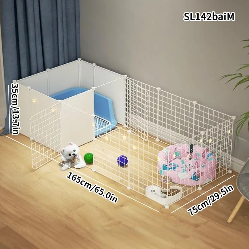 Pet Cage, Pet Fence, Indoor Pet Cage, Small Dog Fence, Dog Kennel with Toilet Area, Pet Supplies for Small Dogs, Dog & Cat Furniture 4