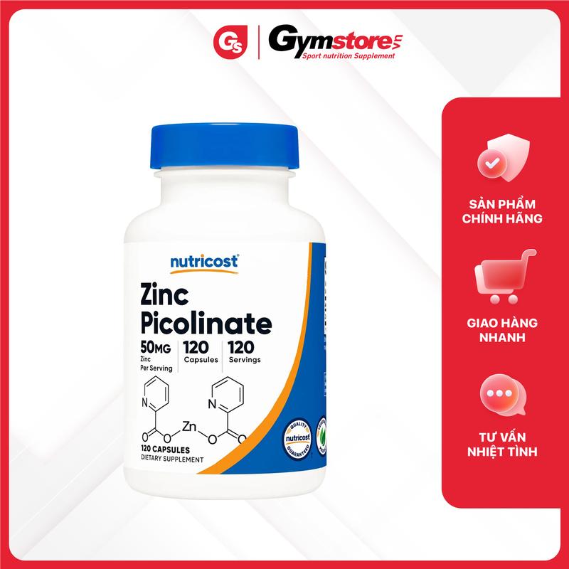  Viên uống bổ sung Kẽm Nutricost Zinc Picolinate Capsules - 50mg | Made in USA 