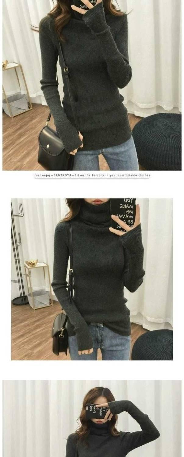 Product Introduction of Áo Len Cổ Lọ Màu Trơn Phong Cách Hàn Quốc, Áo Len Mỏng, Áo Len Mỏng, Áo Dưới 10
