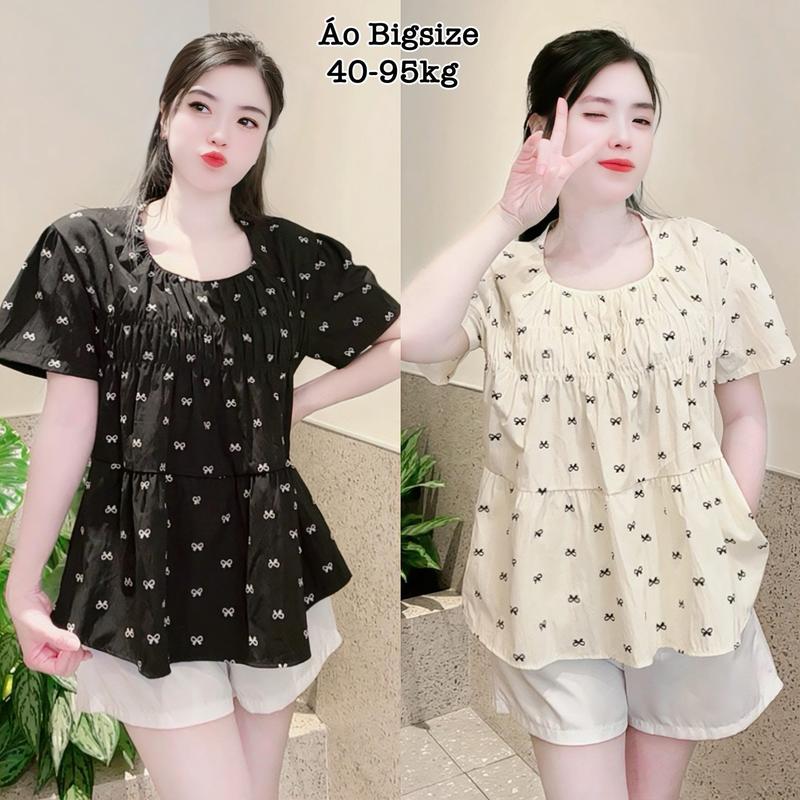  Thời Trang Bigsize - Áo Lẻ Baby Doll In Hình Nơ Xinh Hot Hit Nữ Cao Cấp Xinh Đẹp Sang Trọng Dễ Thương Giá Rẻ 40-95kg - 2280 
