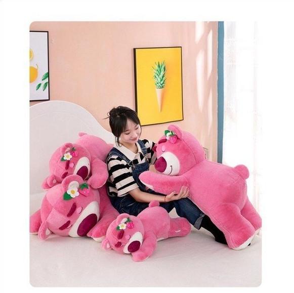 Gấu Dâu Nhồi Bông Nằm Ngủ Dễ Thương Lông Xù Hàng Cao Cấp Thú Nhồi Bông Thú Bông Phát Nhạc Đồ Chơi 6