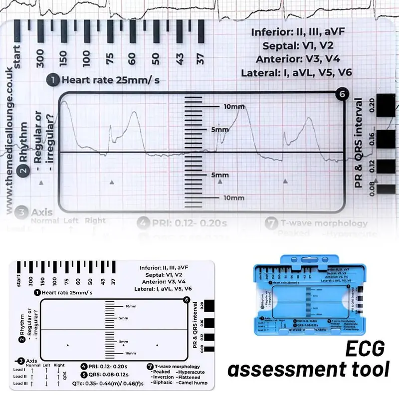 Thước 7 Bước, Cầm Tay, Hướng Dẫn Tham Khảo Bỏ Túi Giải Thích Ecg, Trong Suốt, Thiết Kế Nhỏ Gọn, Dụng Cụ Đánh Giá, Để Đo Lường 0