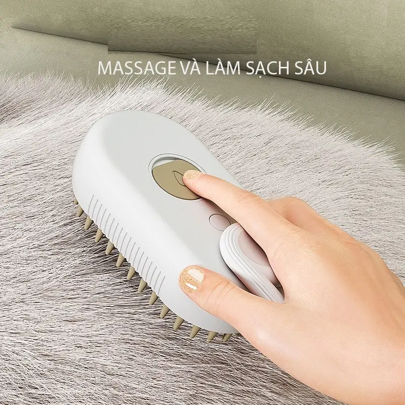 Lược Chải Lông Hơi Nước Cho Chó Mèo 3in1, Lược Chải Lông Thú Cưng Tích Hợp Massage Và Xịt Nước Làm Sạch Kèm Cáp Sạc USB 7